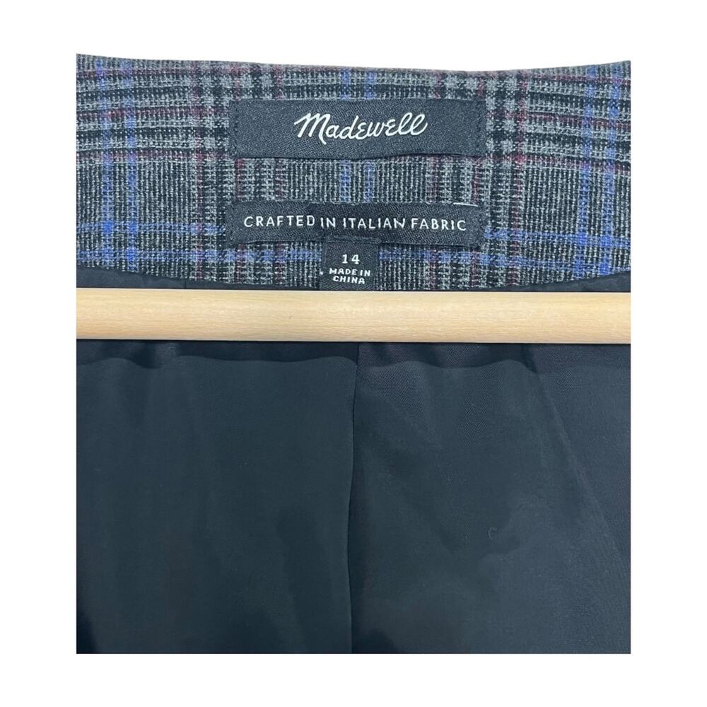 Madewell Vest Womens 14 Gray Blue Plaid Wool Italian Fabric Academia Preppy Fall - Picture 3 of 8